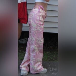 Women’s Pink Printed Wide-Leg Pants